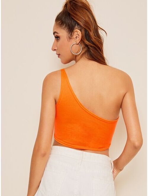 Neon Orange One-Shoulder Top