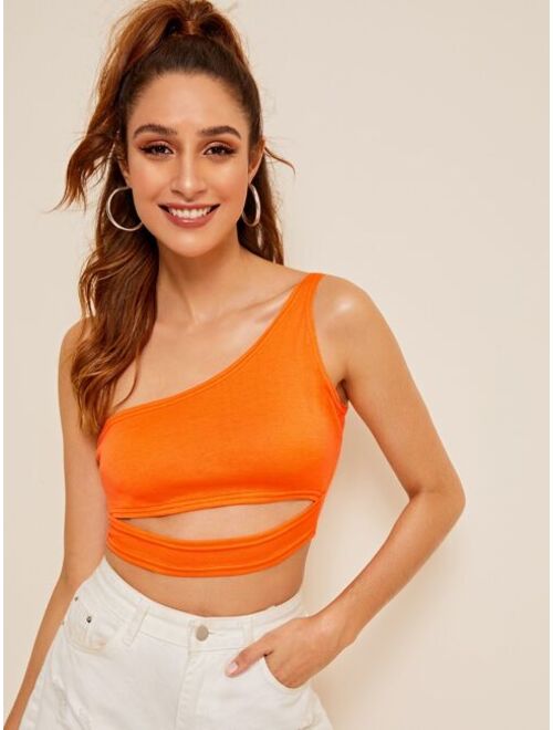 Neon Orange One-Shoulder Top