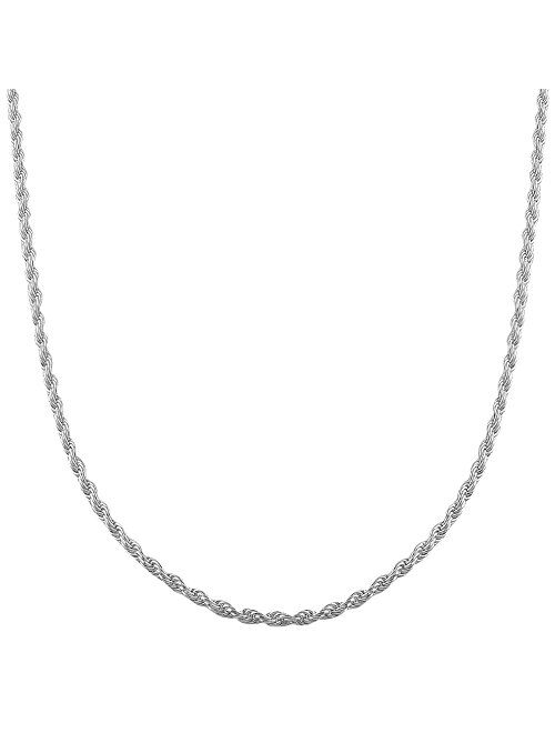 1mm thick solid sterling silver 925 Italian ROPE chain necklace chocker bracelet anklet with spring ring clasp jewelry - 15, 20, 25, 30, 35, 40, 45, 50, 55, 60, 65, 70, 7