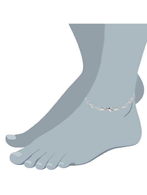 Oval Shaped Twisted Cable Link Anklet In Sterling Silver