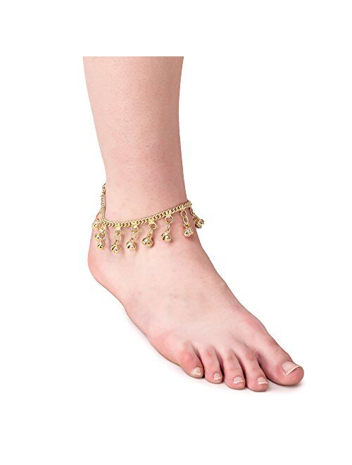 Belly Dance Anklet Silver/Gold Adjustable with Jingle Bells Foot Jewelry Fashion