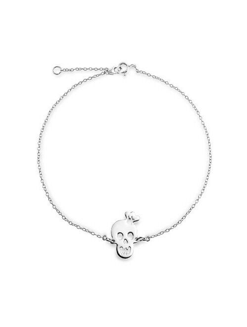 Crown Skull Smiling Charms Anklet Hotwire Ankle Bracelet For Women 925 Sterling Silver Adjustable 9 To 10 Inch