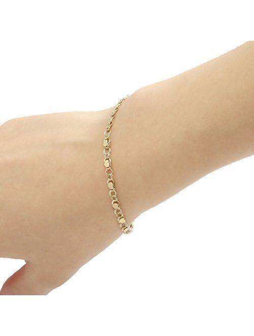 Floreo 10k Fine Gold 3.5mm Heart Bracelet and Anklet for Women and Girls