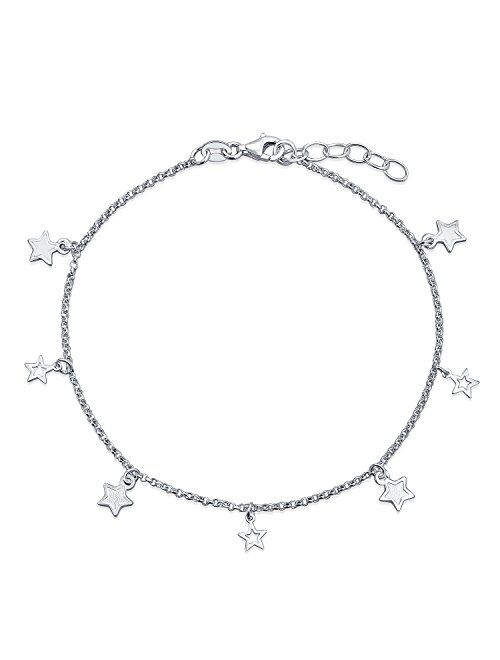 Celestial USA American Patriotic Rock Star Anklet Charm Ankle Bracelet For Women For Women 925 Sterling Silver