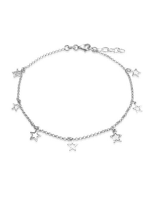 Celestial USA American Patriotic Rock Star Anklet Charm Ankle Bracelet For Women For Women 925 Sterling Silver