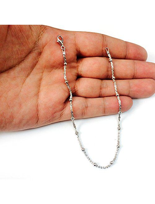 Sparkle Saturn Style Chain Anklet In Sterling Silver