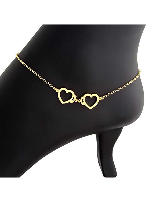 Hand Crafted Heart Shaped Love Hand Cuff Charm Pendant Anklet (gold-plated-silver) Black Friday Jewelry Gift