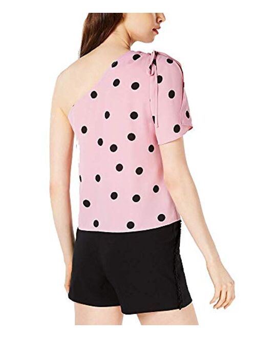 Bar III Womens Polka Dot Ruched-Tie Blouse