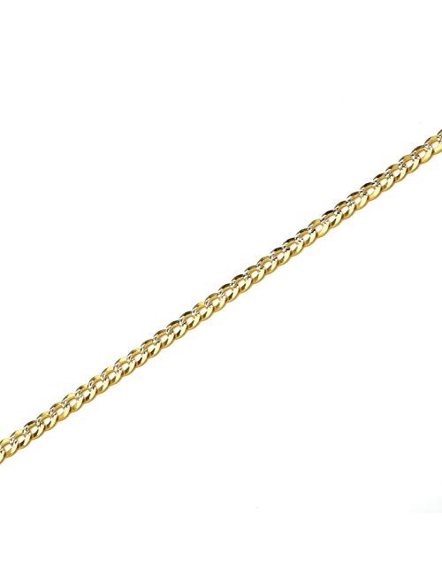 Floreo 10k Fine gold 4mm Curb Cuban Chain Bracelet and Anklet