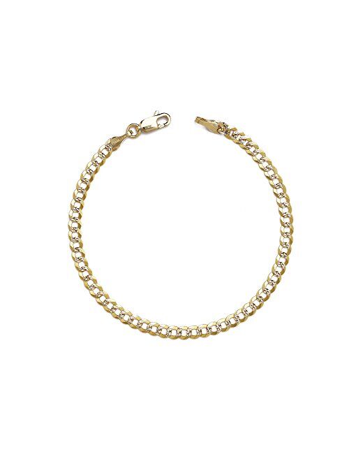 Floreo 10k Fine gold 4mm Curb Cuban Chain Bracelet and Anklet