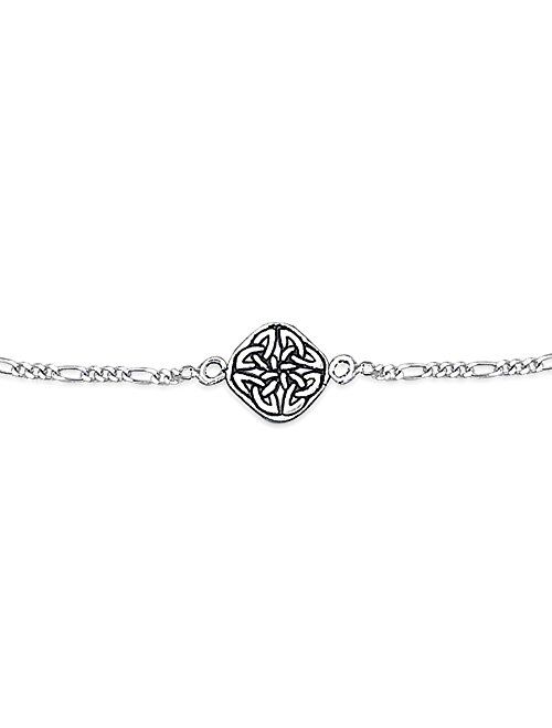 Celtic Love Knot Triquetra Round Shape Knotwork Anklet Ankle Bracelet For Women 925 Sterling Silver 9-10 Inch