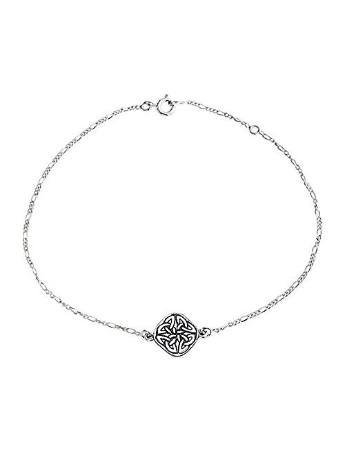 Celtic Love Knot Triquetra Round Shape Knotwork Anklet Ankle Bracelet For Women 925 Sterling Silver 9-10 Inch