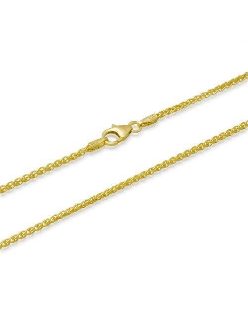 2mm thick 14k gold plated solid sterling silver 925 Italian SPIGA WHEAT chain necklace chocker bracelet anklet - 6", 8", 10", 12", 14", 16", 18", 20", 22", 24", 26", 28",