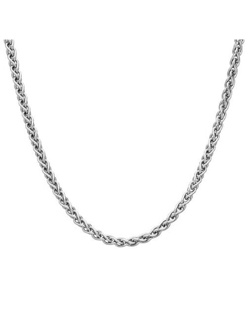 2mm solid sterling silver 925 Italian SPIGA wheat chain necklace chocker bracelet anklet with lobster claw clasp jewelry - 15, 20, 25, 30, 35, 40, 45, 50, 55, 60, 65, 70,