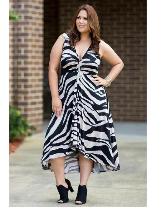 Summer Breeze V-Neck Long Flowy Dress - Animal Print