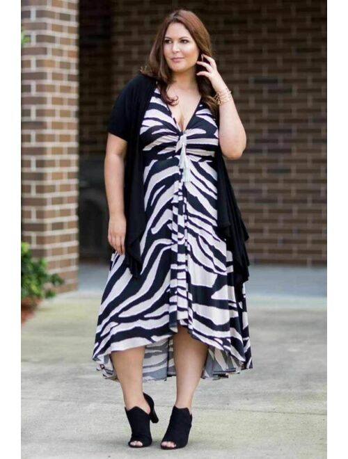 Summer Breeze V-Neck Long Flowy Dress - Animal Print