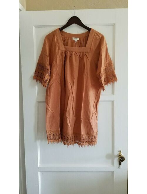 Umgee Bell Sleeve Square Neck cotton casual day boho dress