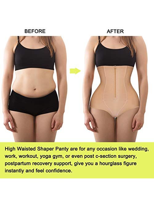 Gotoly Women Butt Lifter Shapewear Panties Waist Trainer Body Shaper Hi-Waist Tummy Control Slim Smooth Panty