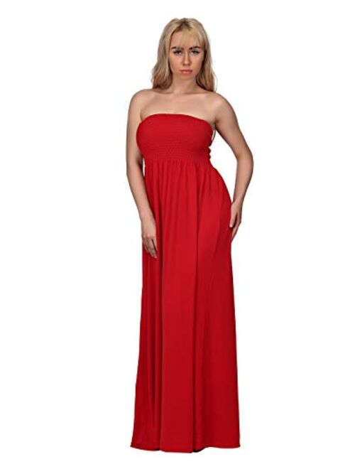 HDE Women's Strapless Maxi Dress Plus Size Tube Top Long Skirt Sundress Cover Up