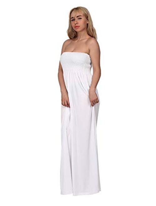 HDE Women's Strapless Maxi Dress Plus Size Tube Top Long Skirt Sundress Cover Up