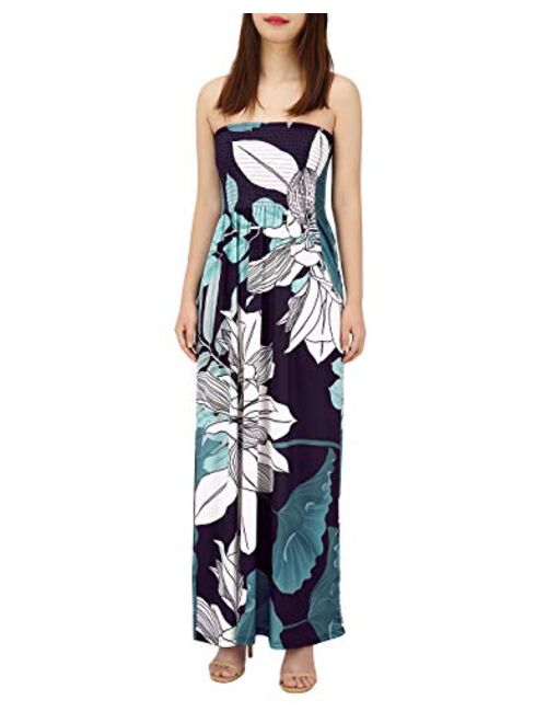 HDE Women's Strapless Maxi Dress Plus Size Tube Top Long Skirt Sundress Cover Up