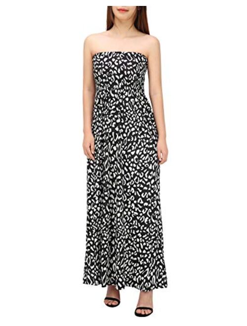 HDE Women's Strapless Maxi Dress Plus Size Tube Top Long Skirt Sundress Cover Up