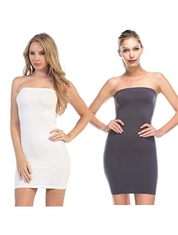 Kurve Womens Strapless Mini Dress - Sleeveless Bodycon Sexy Stretchy Tube Top Slip, UPF 50+ (Made in USA)