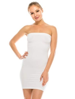 Kurve Womens Strapless Mini Dress - Sleeveless Bodycon Sexy Stretchy Tube Top Slip, UPF 50+ (Made in USA)