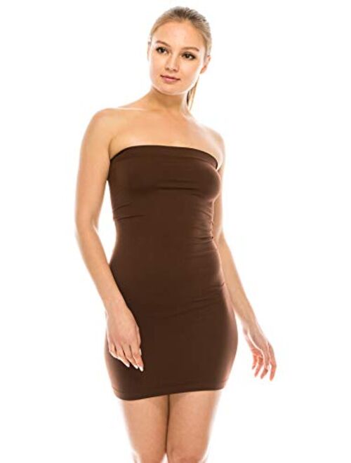 Kurve Womens Strapless Mini Dress - Sleeveless Bodycon Sexy Stretchy Tube Top Slip, UPF 50+ (Made in USA)