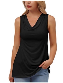 BAISHENGGT Women's Cowl Neck Sleeveless Sexy Blouse Stretch Tank Tops