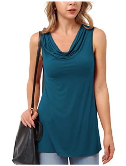 BAISHENGGT Women's Cowl Neck Sleeveless Sexy Blouse Stretch Tank Tops