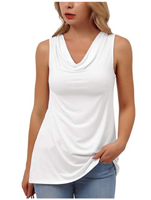 BAISHENGGT Women's Cowl Neck Sleeveless Sexy Blouse Stretch Tank Tops