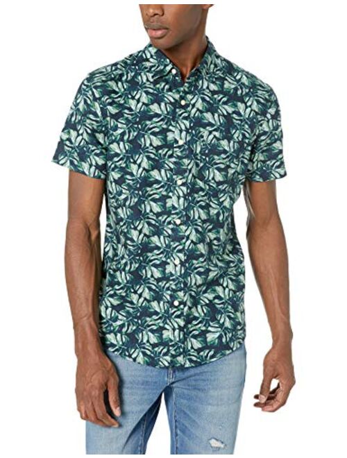 Amazon Brand - Goodthreads Men's Slim-Fit Short-Sleeve Linen and Cotton Blend Shirt