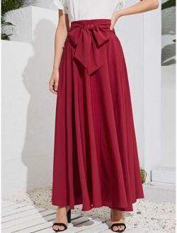 Bow Tie Wide Waistband Maxi Skirt