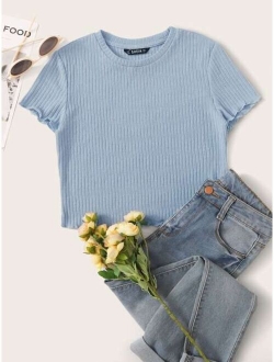 Lettuce Edge Rib-knit Tee