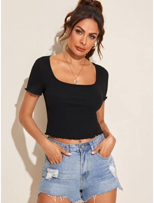 Shein Lettuce Edge Crop Tee