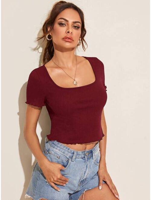 Shein Lettuce Edge Crop Tee