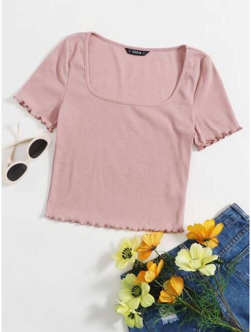 Shein Lettuce Edge Crop Tee