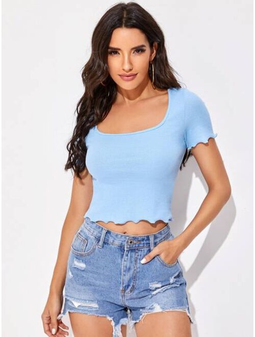 Shein Lettuce Edge Crop Tee