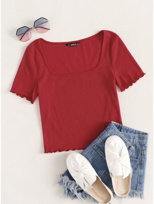 Shein Lettuce Edge Crop Tee