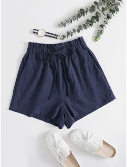 Paperbag Waist Slant Pocket Shorts