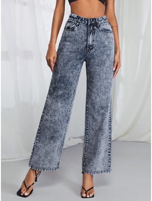 Shein Light Wash Wide Leg Jeans