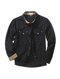 NASKY Men's Flannel Shirt Long Sleeved Button-UpTurn Down Collar Jacket Coat