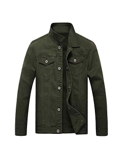 WINLIEBA Classic Ripped Jean Jacket for MenDenim Jackets for Men with Patches