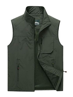 Flygo Men's Casual Outdoor Lightweight Quick Dry Travel Safari Fishing Vest