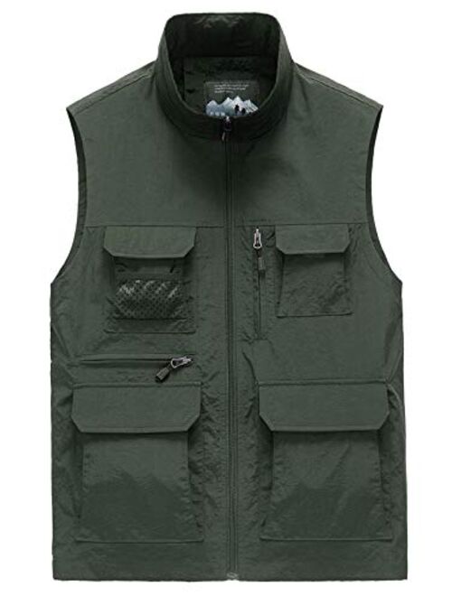 Flygo Men's Casual Outdoor Lightweight Quick Dry Travel Safari Fishing Vest