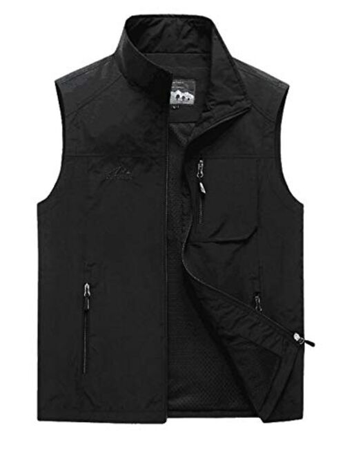 Flygo Men's Casual Outdoor Lightweight Quick Dry Travel Safari Fishing Vest