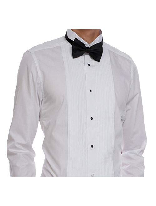 OmegaTux Mens Formal Wing Collar Tuxedo Shirt, 1/4" Pleat