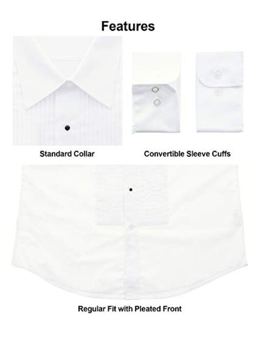 Milani Men's White Tuxedo Shirt with Convertible Barrel Cuffs