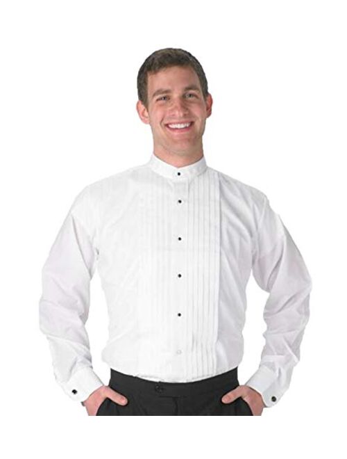 SixStarUniforms Mens Banded-Collar White Tuxedo Shirt